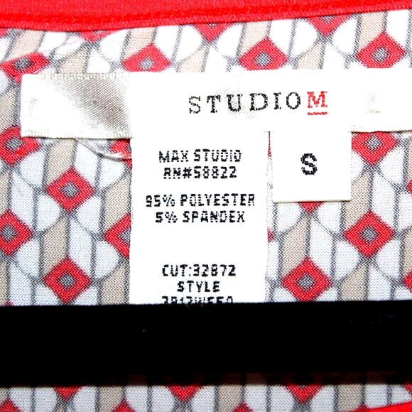 Studio M Geometric Print Midi Dress - Women's Size S - Red & Gray - Sleeveless - Picture 5 of 5